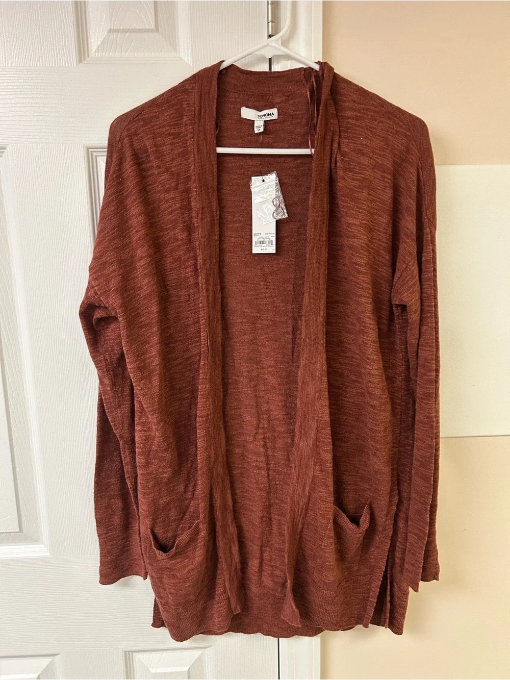 NWT Sonoma Goods for Life marled rust orange open-front cardigan sweater